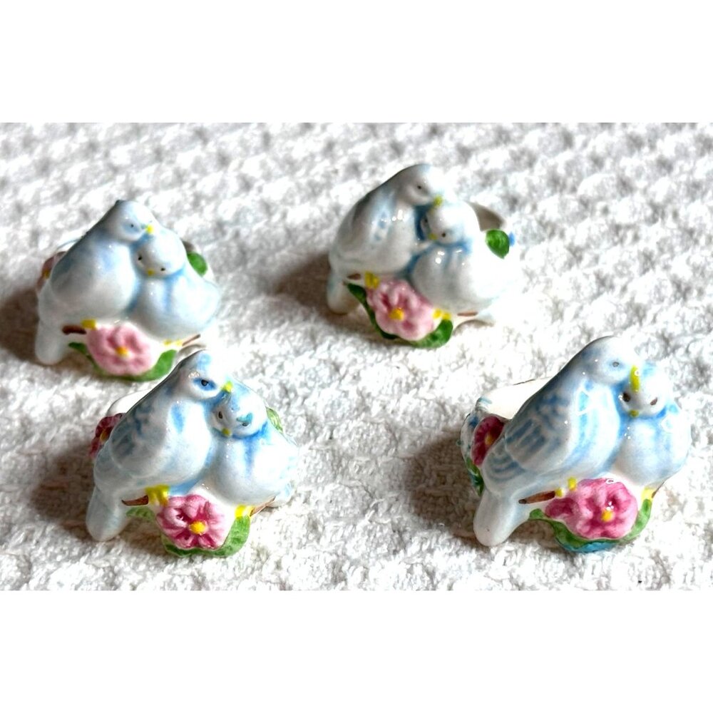 Avon Love Bird Candle Hugger Napkin Rings Vtg Brazil Easter 4 ea '83 Table Decor